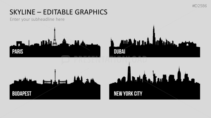 Cityscapes / Skylines for PowerPoint (Vector Graphics)