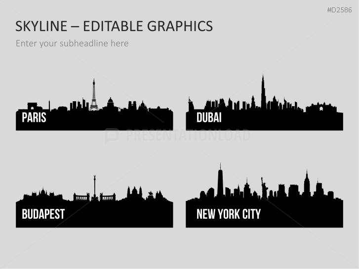 Cityscapes / Skylines for PowerPoint (Vector Graphics)