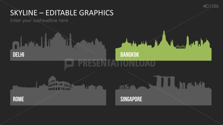 Cityscapes / Skylines for PowerPoint (Vector Graphics)