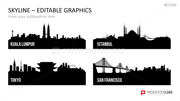 Cityscapes / Skylines for PowerPoint (Vector Graphics)