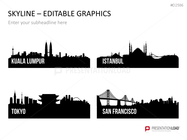 Cityscapes / Skylines for PowerPoint (Vector Graphics)