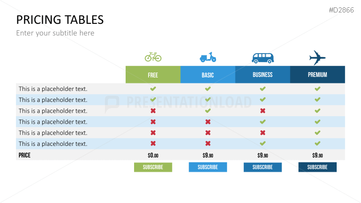 Pricing Tables
