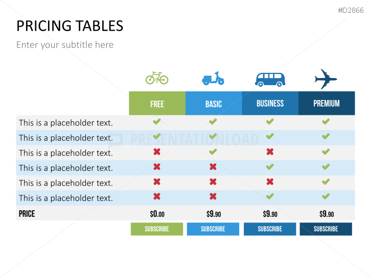 Pricing Tables