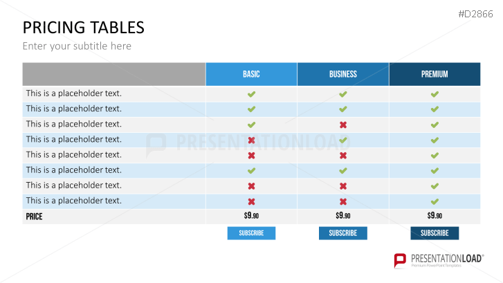 Pricing Tables