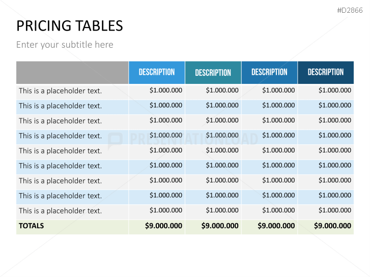 Pricing Tables