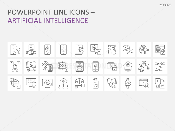 Line Icons Artificial Intelligence / Robotics