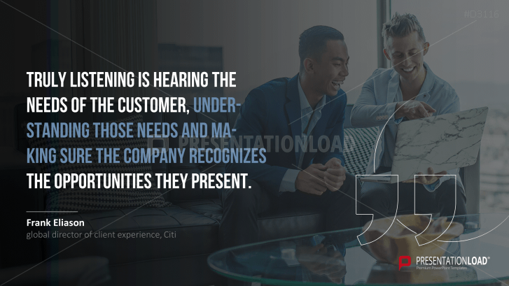 A PowerPoint template with quotes about customer centricity