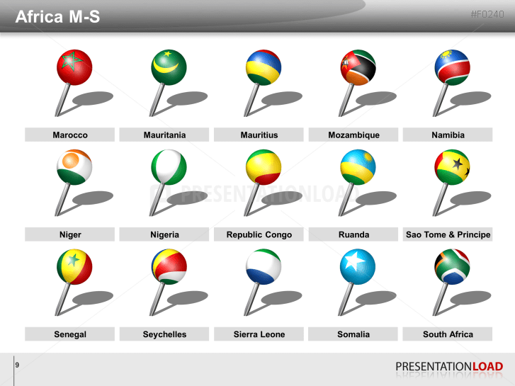 Africa Flags - Pins 3D