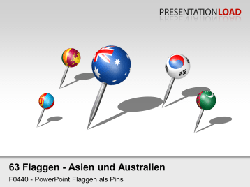 Asien / Pazifik - Pins 3D _https://www.presentationload.de/flaggen-asien-pazifik-pins-3d-powerpoint-vorlage.html