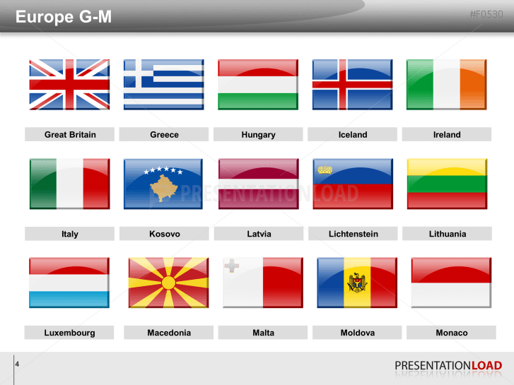 Europe Flags - Glass Buttons