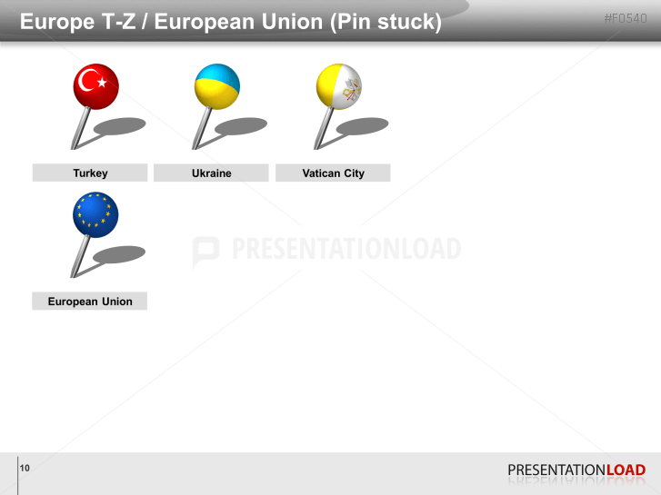 Europe Flags Pins 3d Powerpoint Templates Presentationload