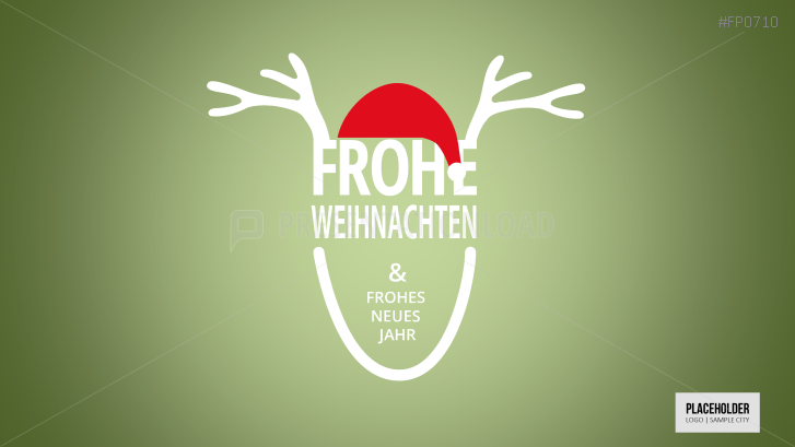 Weihnachtsvorlagen Rentier mit Weihnachtsmütze | PowerPoint Vorlage
