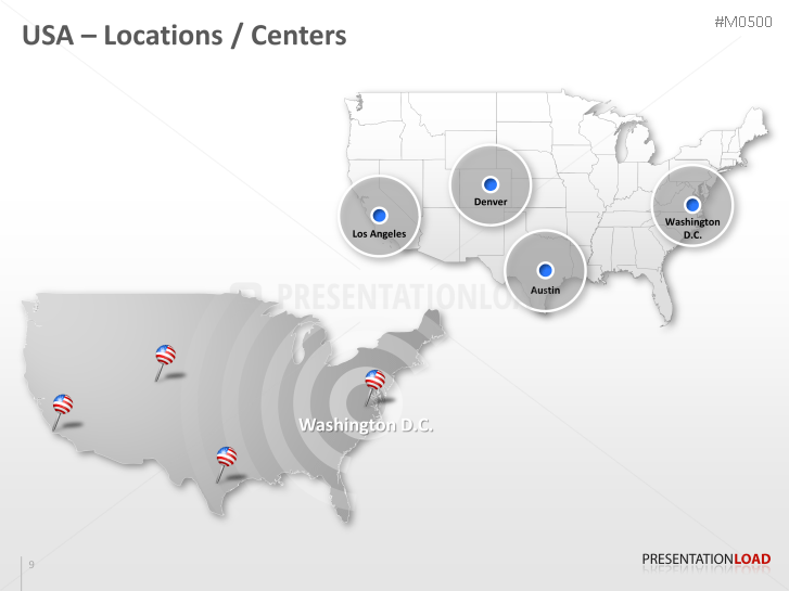 PowerPoint Map United States USA PresentationLoad PowerPoint Map USA M0500 009 EN Xl