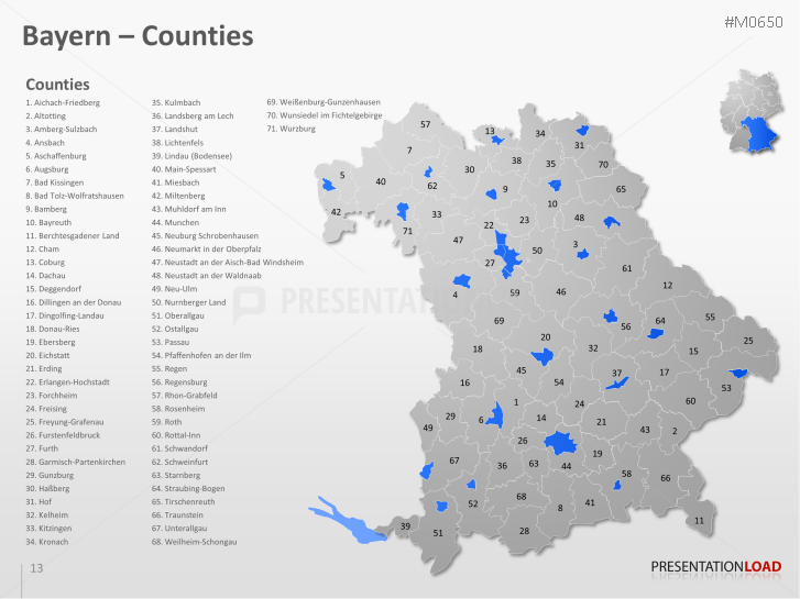 PowerPoint Map German counties / districts | PresentationLoad