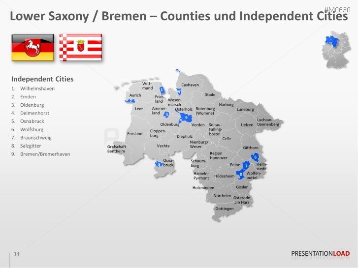 PowerPoint Map German counties / districts | PresentationLoad