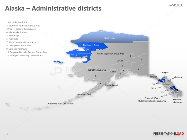 PowerPoint Map Alaska Counties (USA) | PresentationLoad