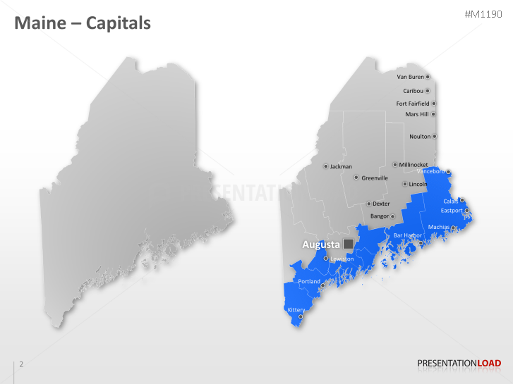 PowerPoint Map Maine Counties (USA) | PresentationLoad