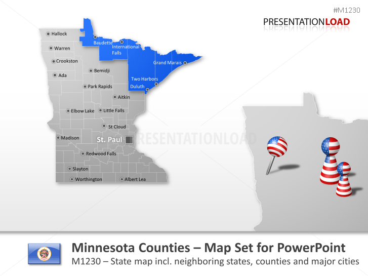 PowerPoint Map Minnesota Counties (USA) | PresentationLoad