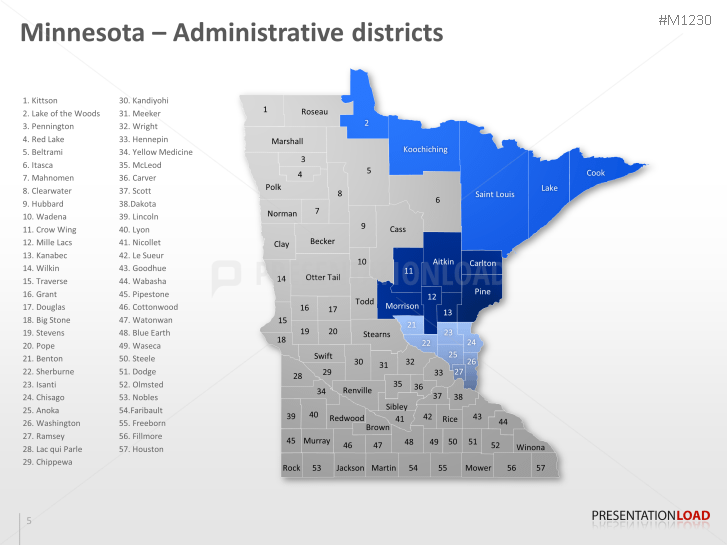 PowerPoint Map Minnesota Counties (USA) | PresentationLoad