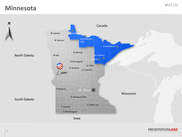 Powerpoint Map Minnesota Counties (usa) 