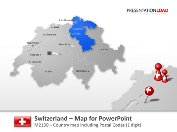 Switzerland Post Codes 1-digit _https://www.presentationload.com/map-switzerland-zip-1digit-powerpoint-template.html