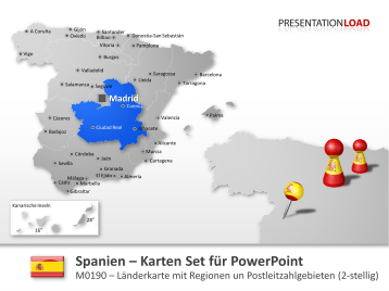 Spanien - PLZ (2-stellig) _https://www.presentationload.de/landkarte-spanien-plz-powerpoint-vorlage.html
