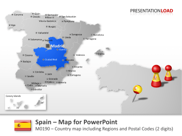 Espagne avec codes postaux à deux chiffres _https://www.presentationload.fr/espagne-cp-modele-powerpoint.html
