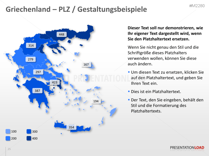 PowerPoint Landkarte Griechenland mit PLZ | PresentationLoad