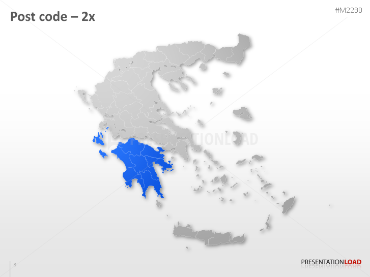 Athens Greece Zip Code Map Powerpoint Map Greece With Zip (2 Digits) | Presentationload