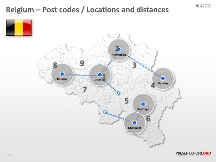 Powerpoint Map Belgium Europe With Zip 2 Digits Presentationload 2930