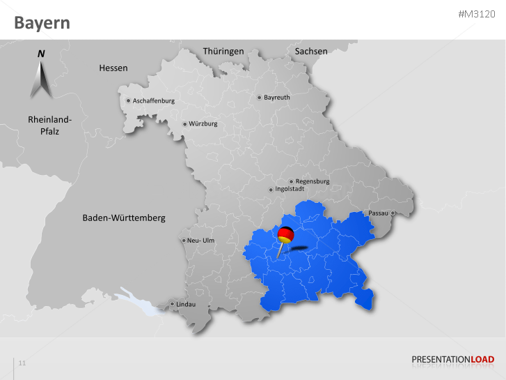 PowerPoint Landkarte Bayern | PresentationLoad